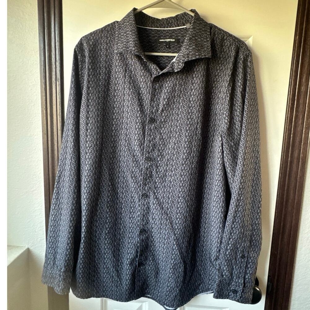 Karl Lagerfeld Paris Monogram Button-Down Shirt Size Medium